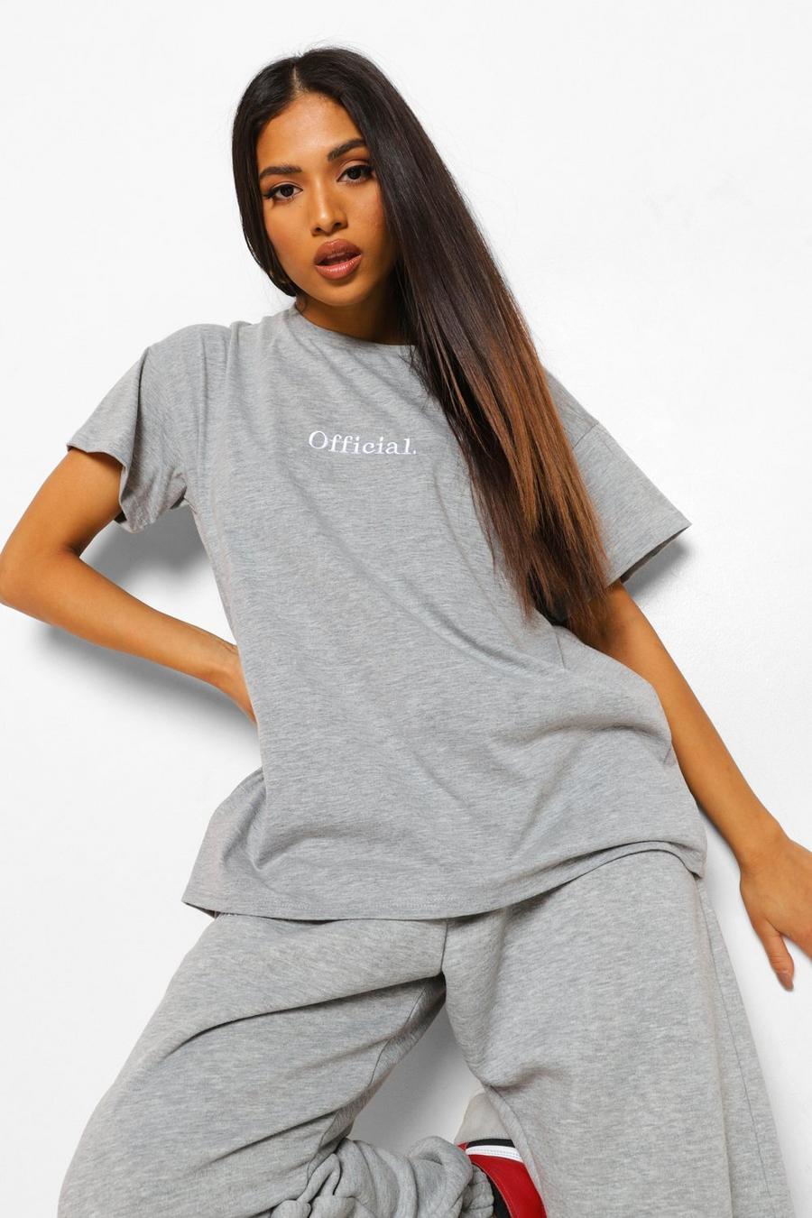 Grey marl Petite Official Oversized Embroidered T-shirt image number 1