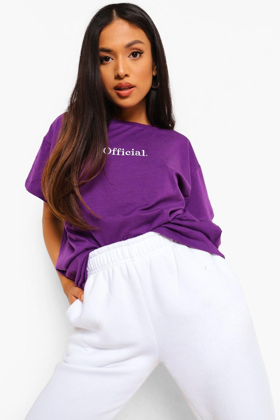 Purple Petite - Official Oversize t-shirt med brodyr image number 1