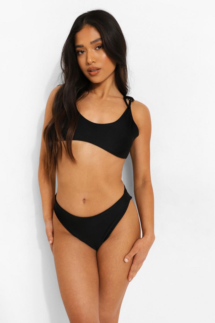 PETITE Träger-Bikini mit Schnürband, Schwarz image number 1
