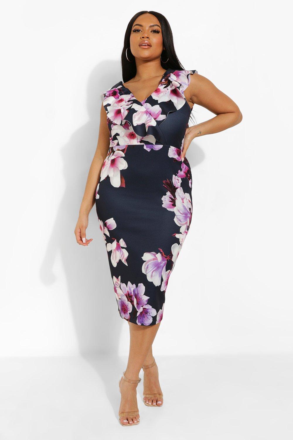 Plus size navy hot sale floral dress