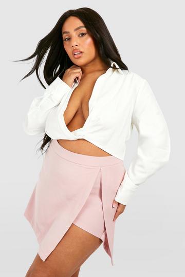 Plus Woven Split Front Skort blush