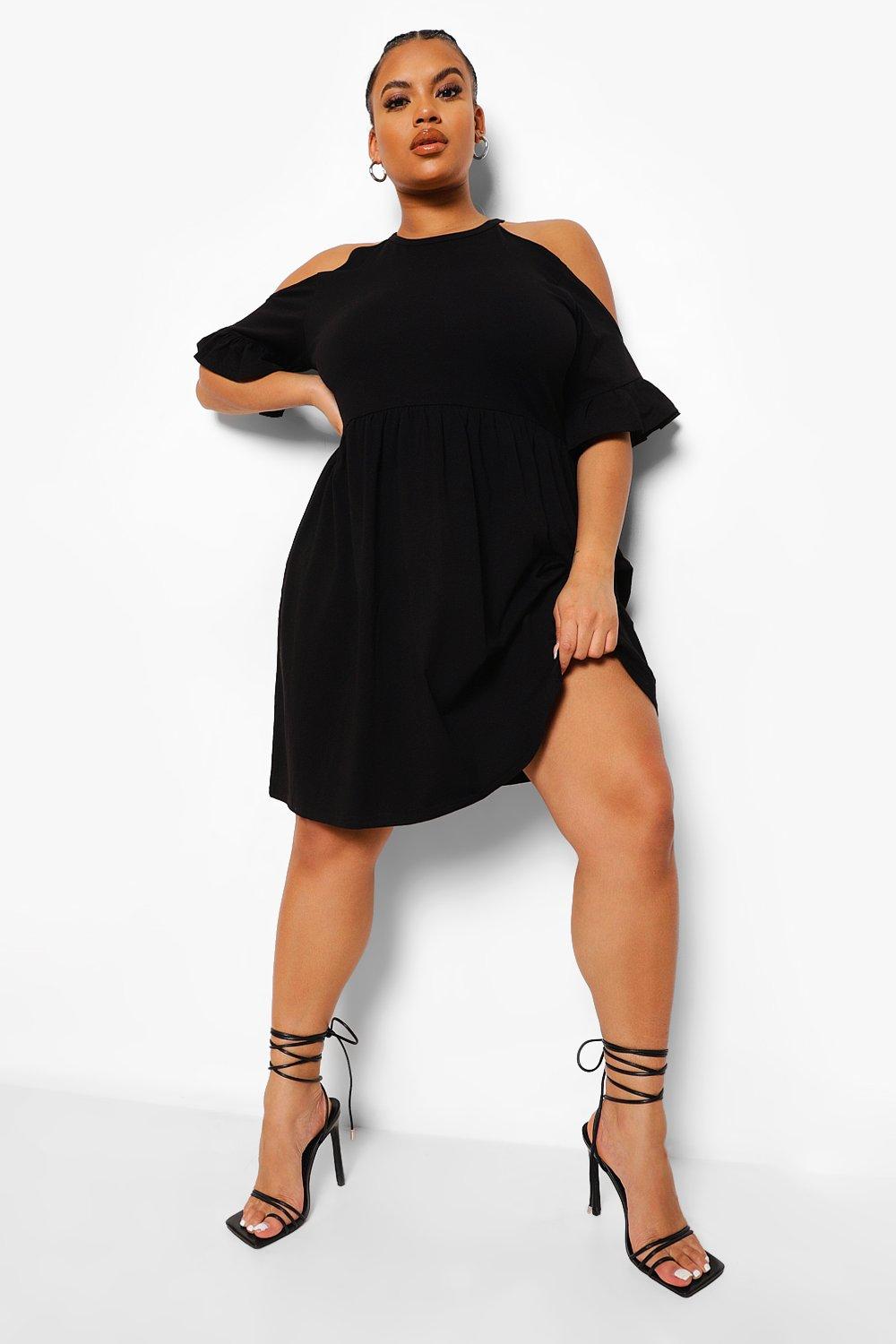 Boohoo black hotsell cold shoulder dress