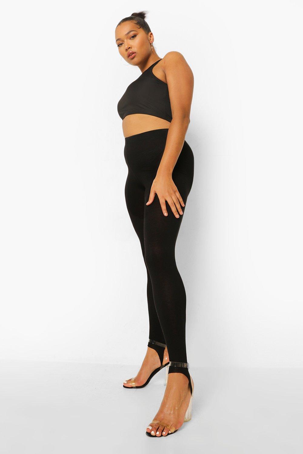 YOURS Plus Size Black Ribbed Stirrup Leggings