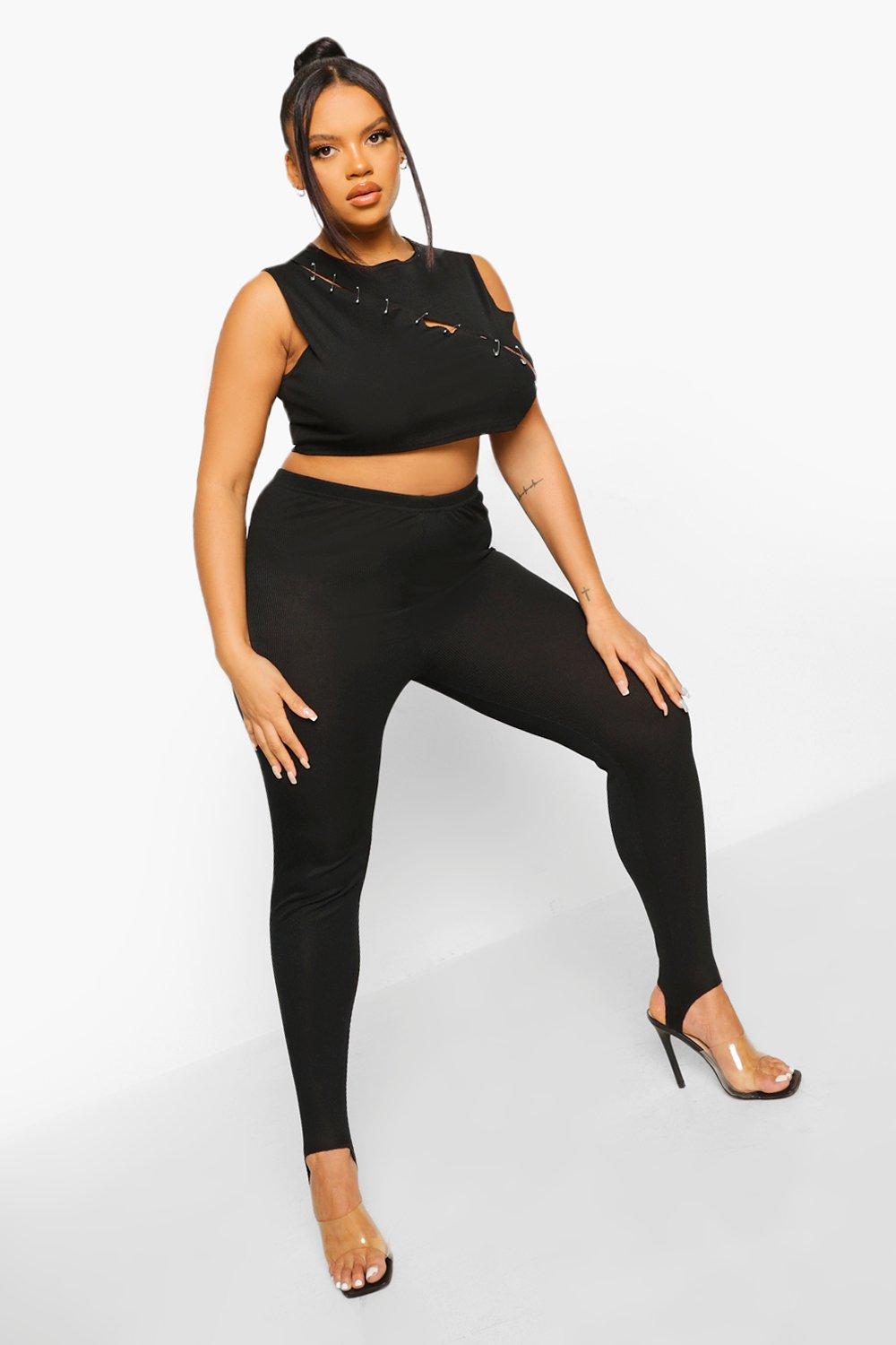 RIB STIRRUP LEGGING BLACK