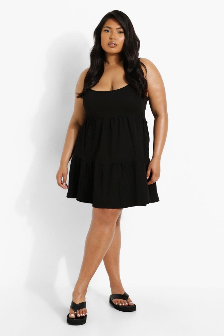 Black Plus Tiered Strappy Dress image number 1