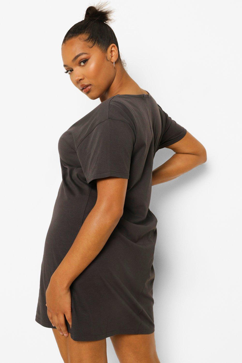 Women's Plus V Neck T Shirt Dress ...