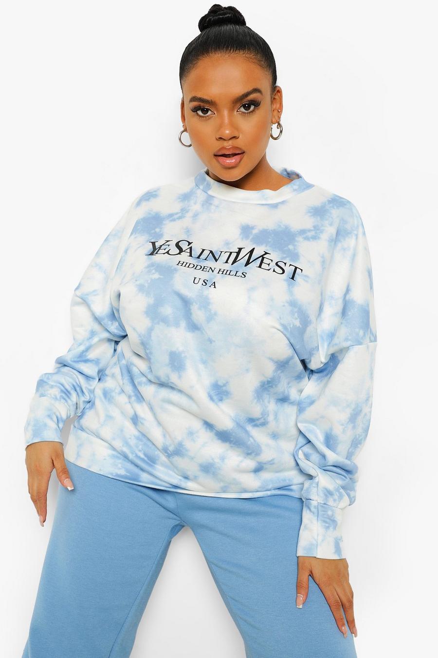 Blue Plus - "Ye Saint West" Batikmönstrad sweatshirt image number 1