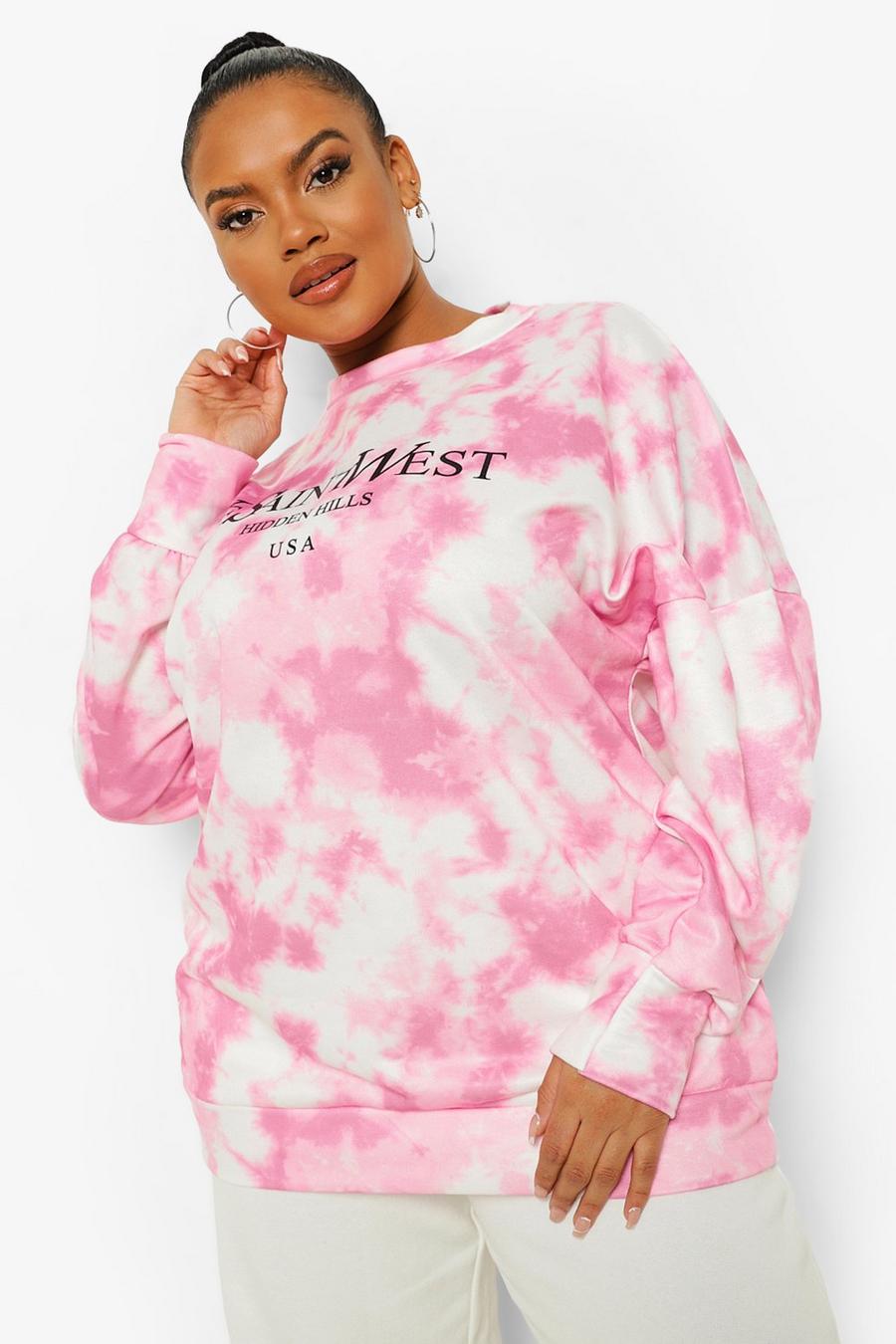 Pink Plus Tie Dye Ye Saint West Sweatshirt image number 1