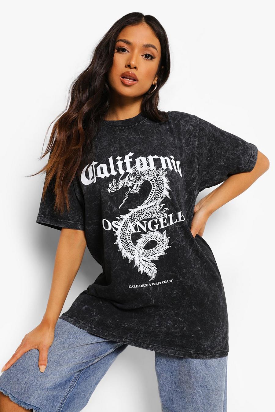 Charcoal Petite California Stentvättad t-shirt image number 1