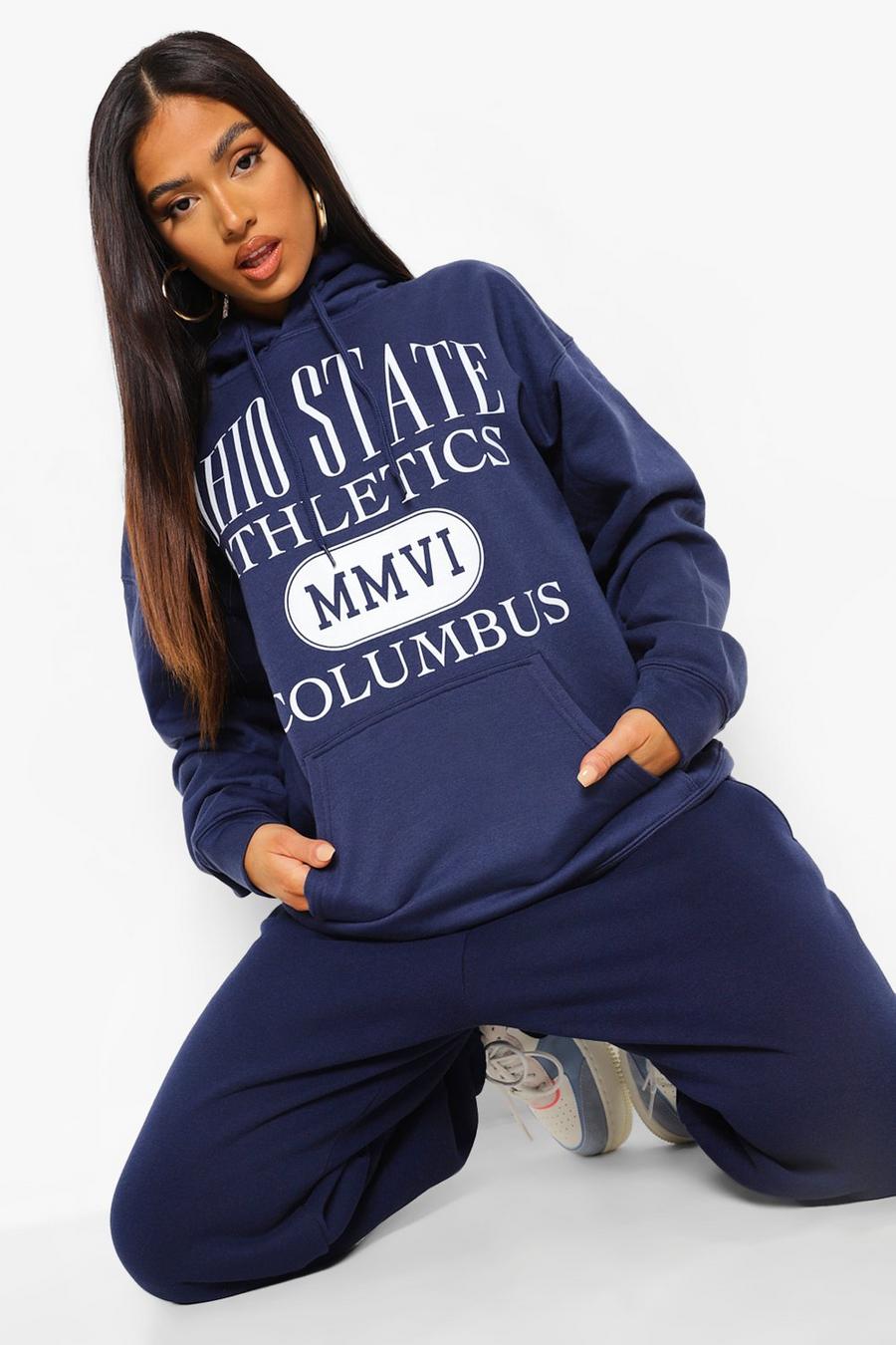 Navy Petite - "Ohio State" Oversize hoodie med tryck image number 1