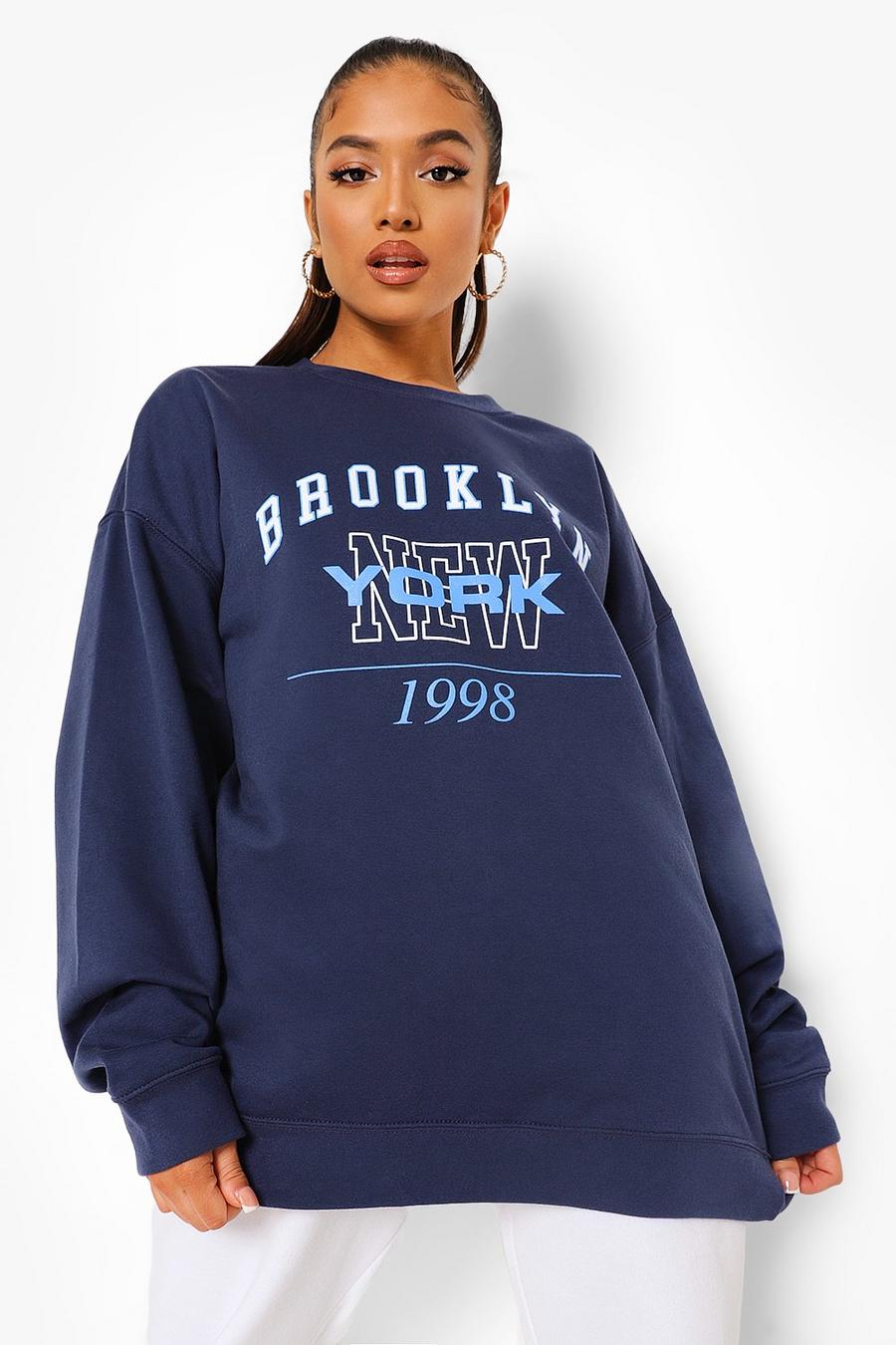Navy Petite Brooklyn Oversized Sweatshirt image number 1