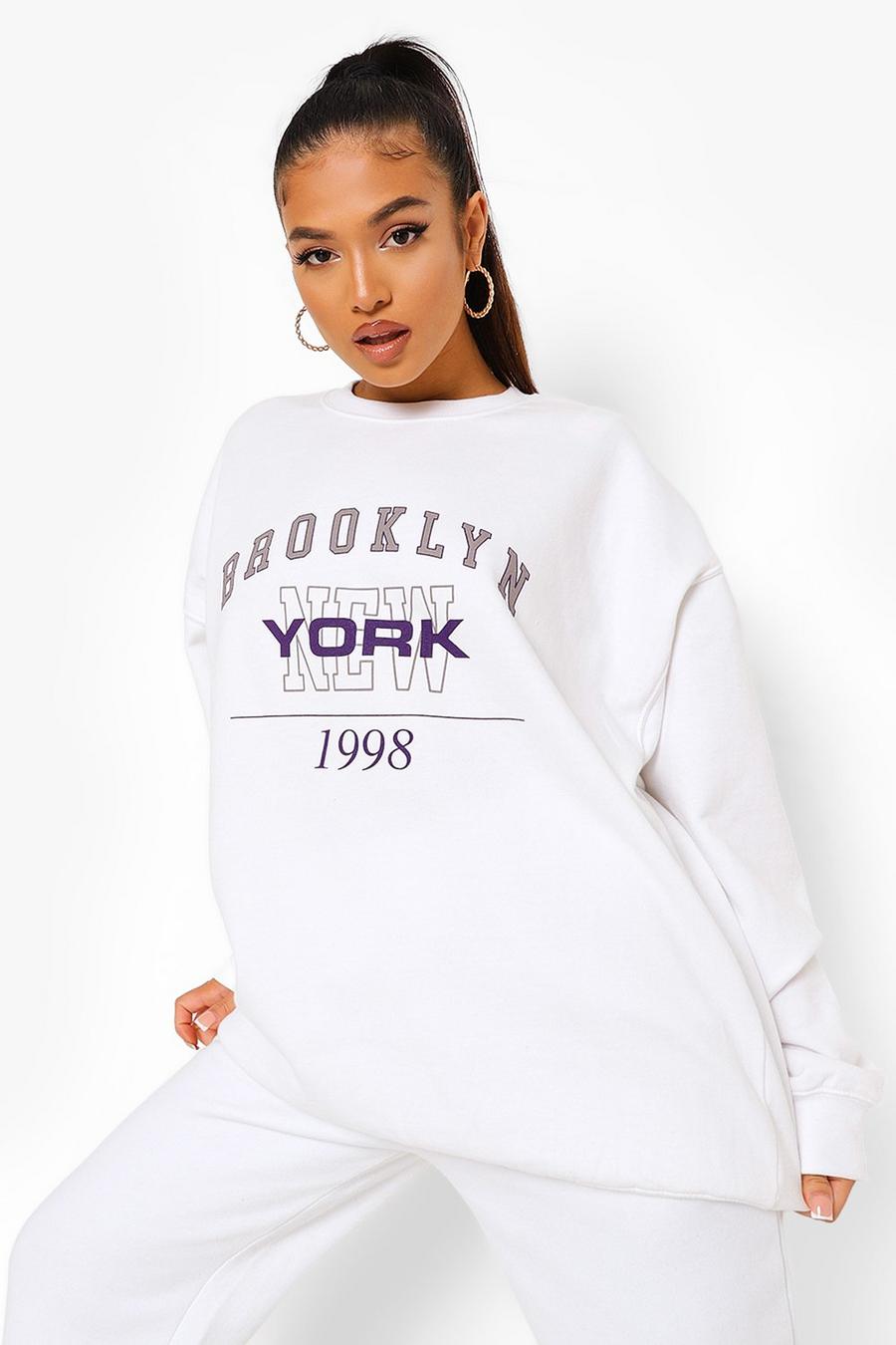 White Petite Brooklyn Oversized Sweatshirt image number 1