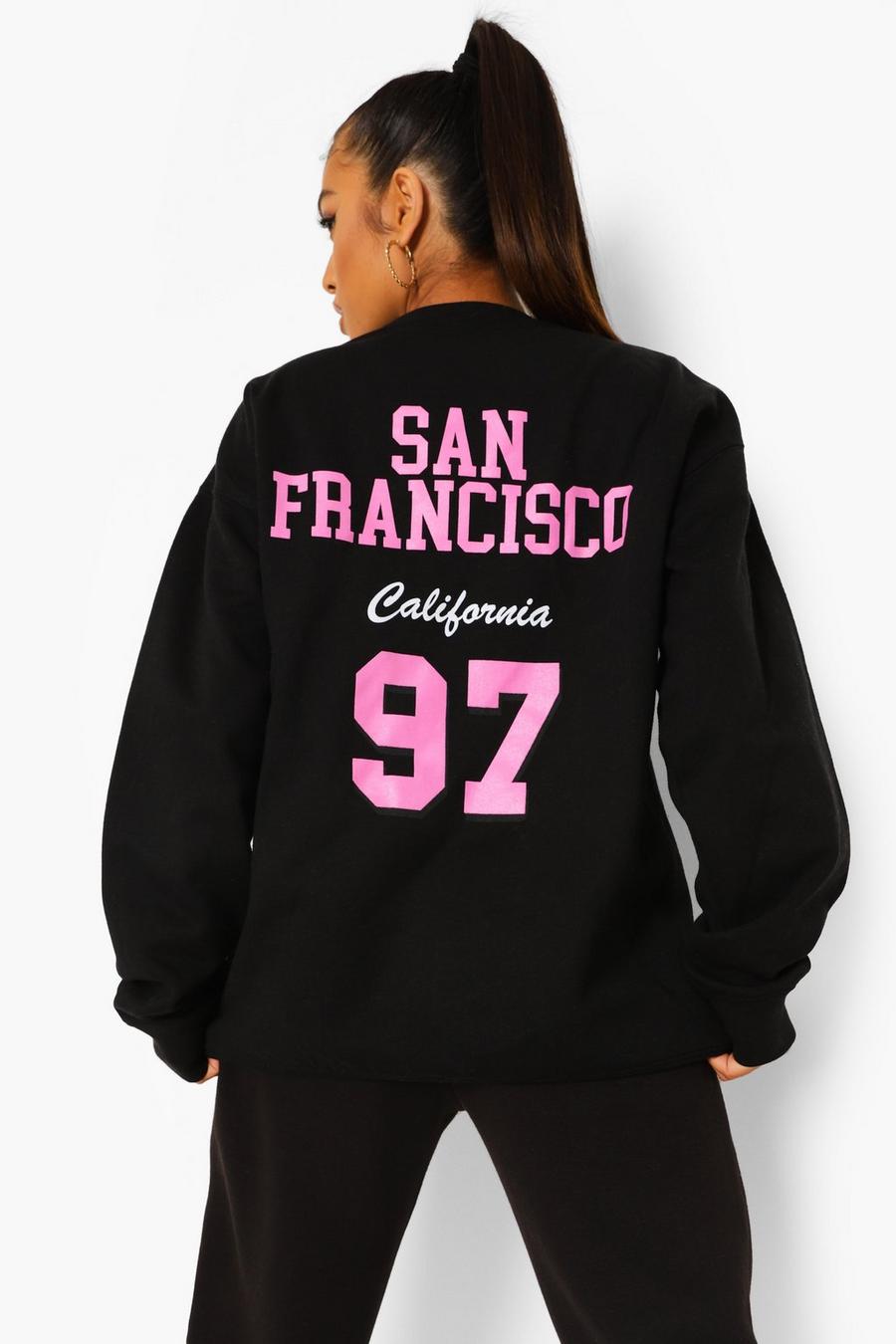 Black Petite - "San Fran" Oversize sweatshirt med tryck bak image number 1