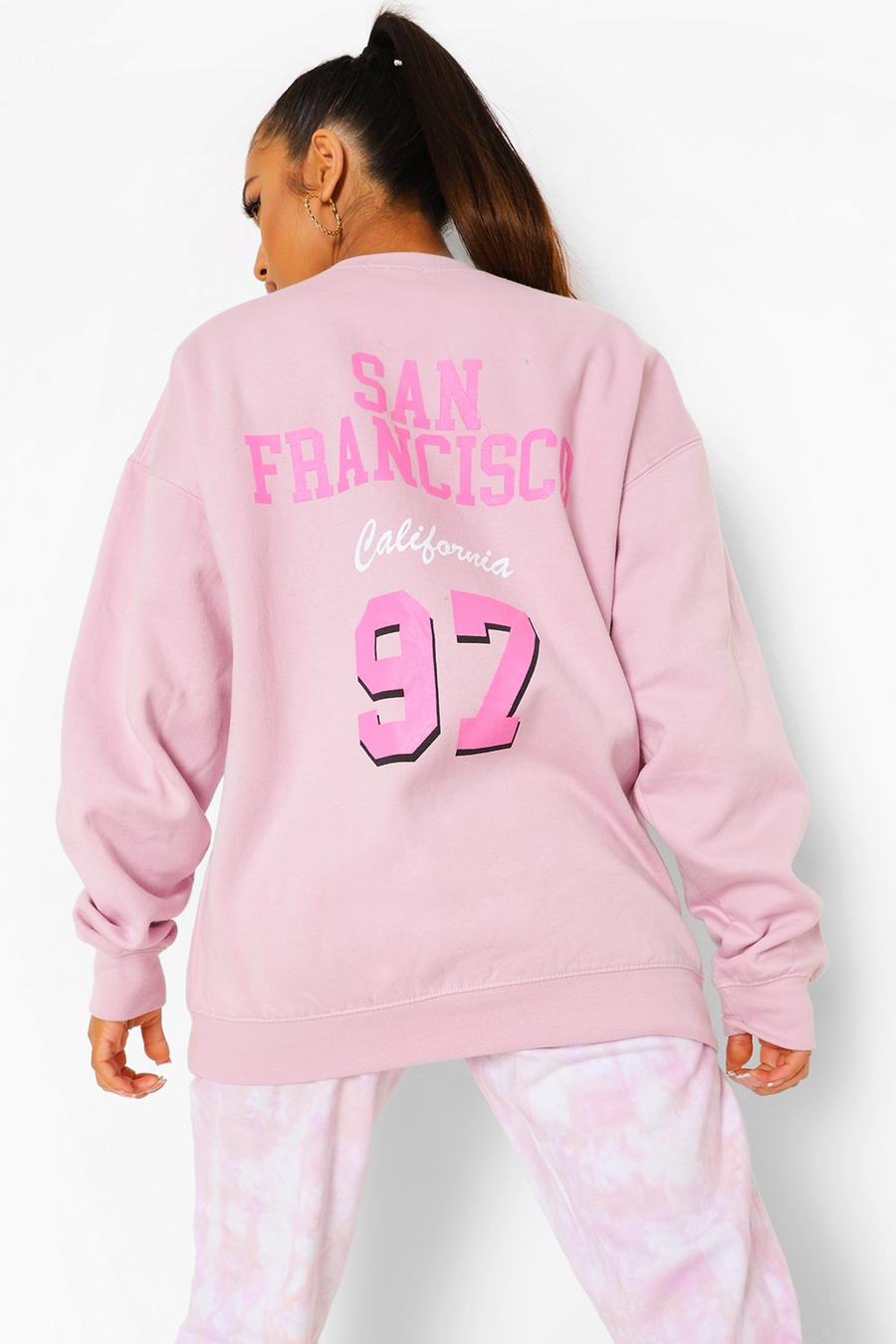 Lilac Petite - "San Fran" Oversize sweatshirt med tryck bak image number 1