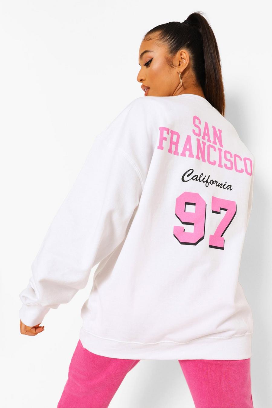 White Petite - "San Fran" Oversize sweatshirt med tryck bak image number 1