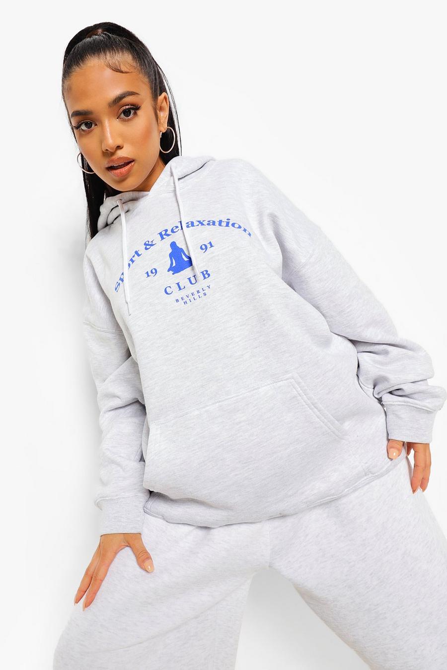 Ash grey Petite - "Sports Club" Oversize hoodie image number 1