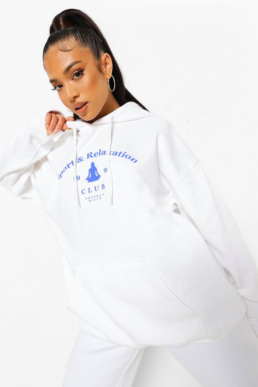 White Petite - "Sports Club" Oversize hoodie image number 1