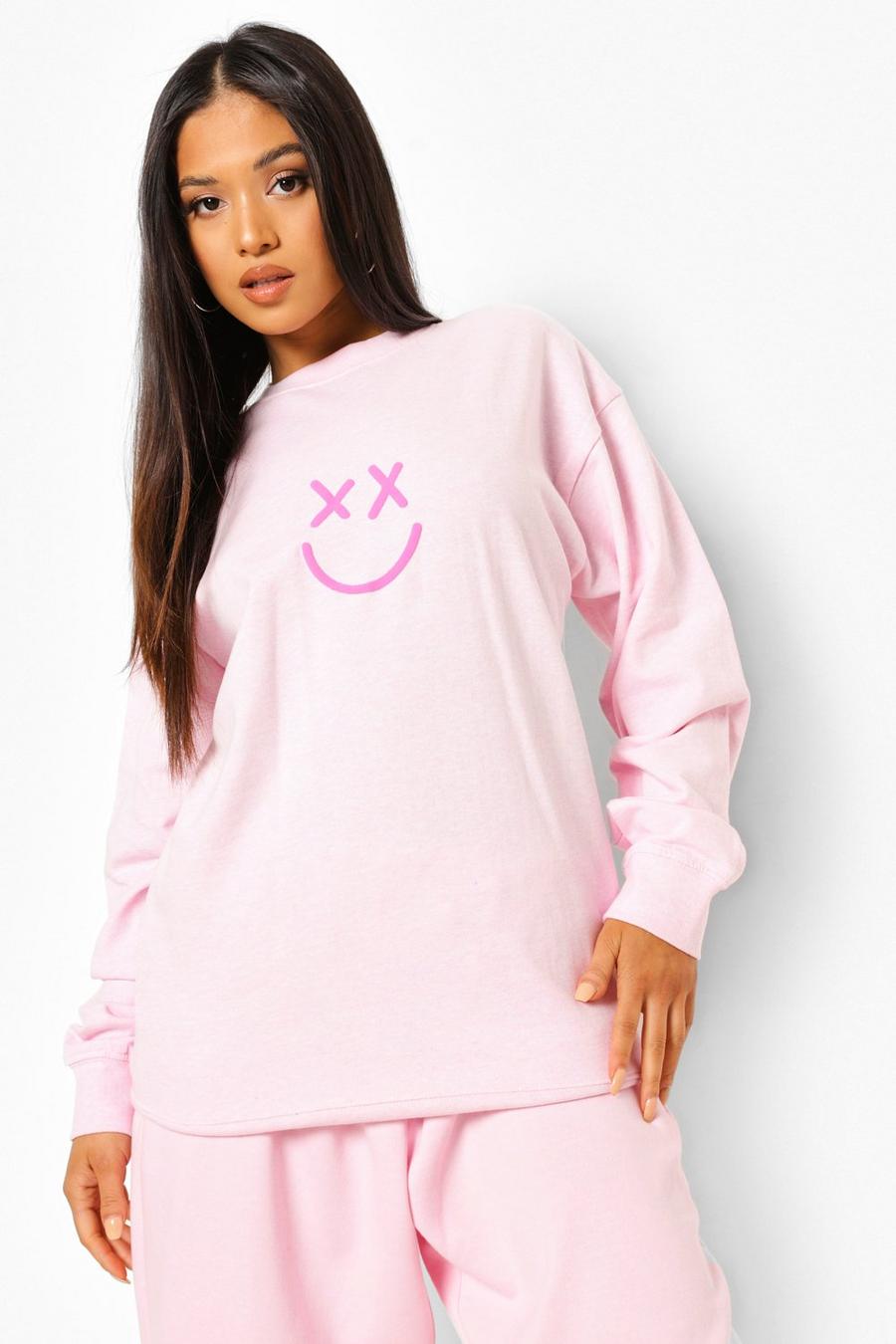 Pink Petite Face Front And Back Print Sweatshirt image number 1