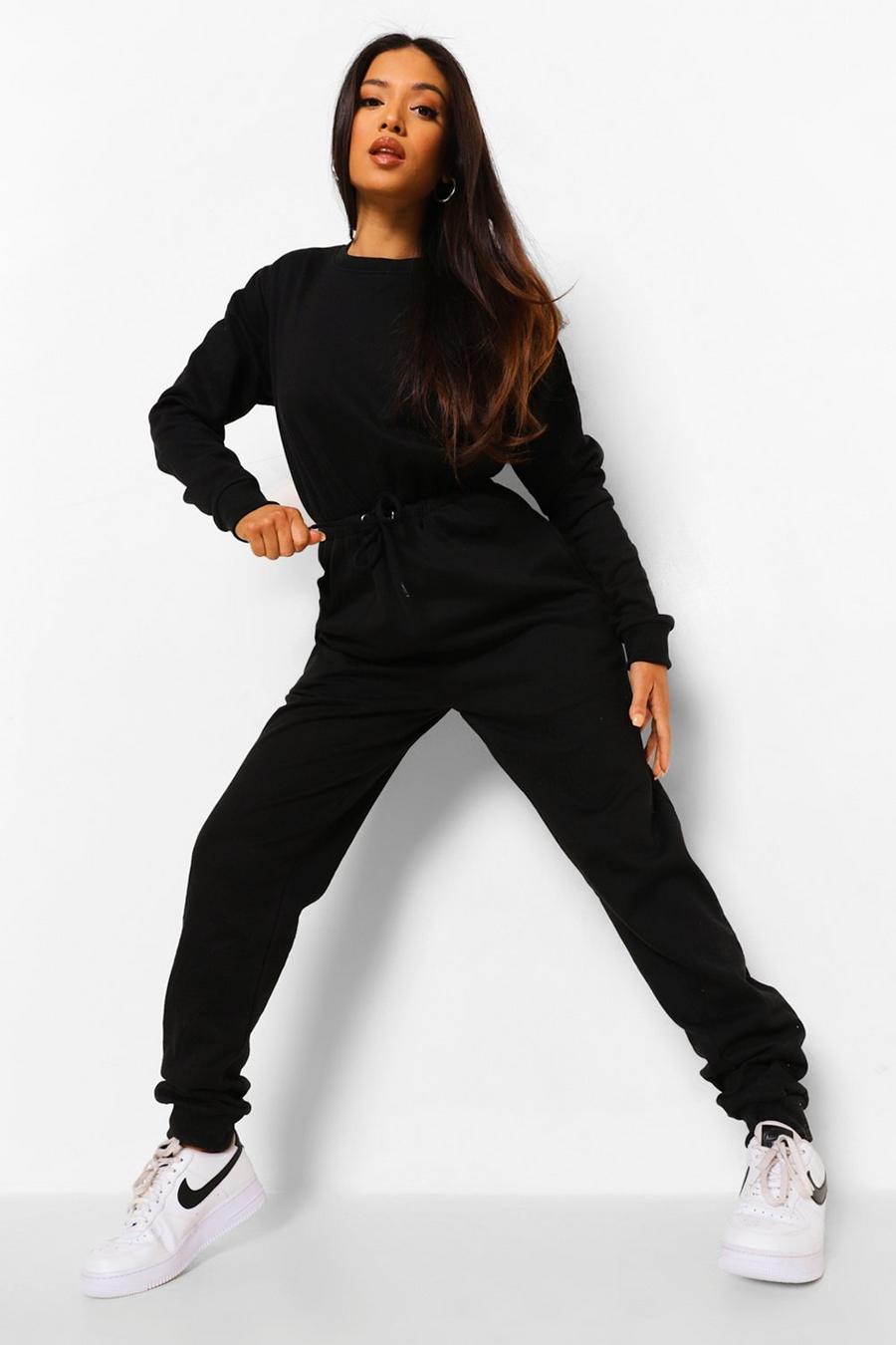 Black Petite - Jumpsuit i sweatshirttyg med dragsko image number 1