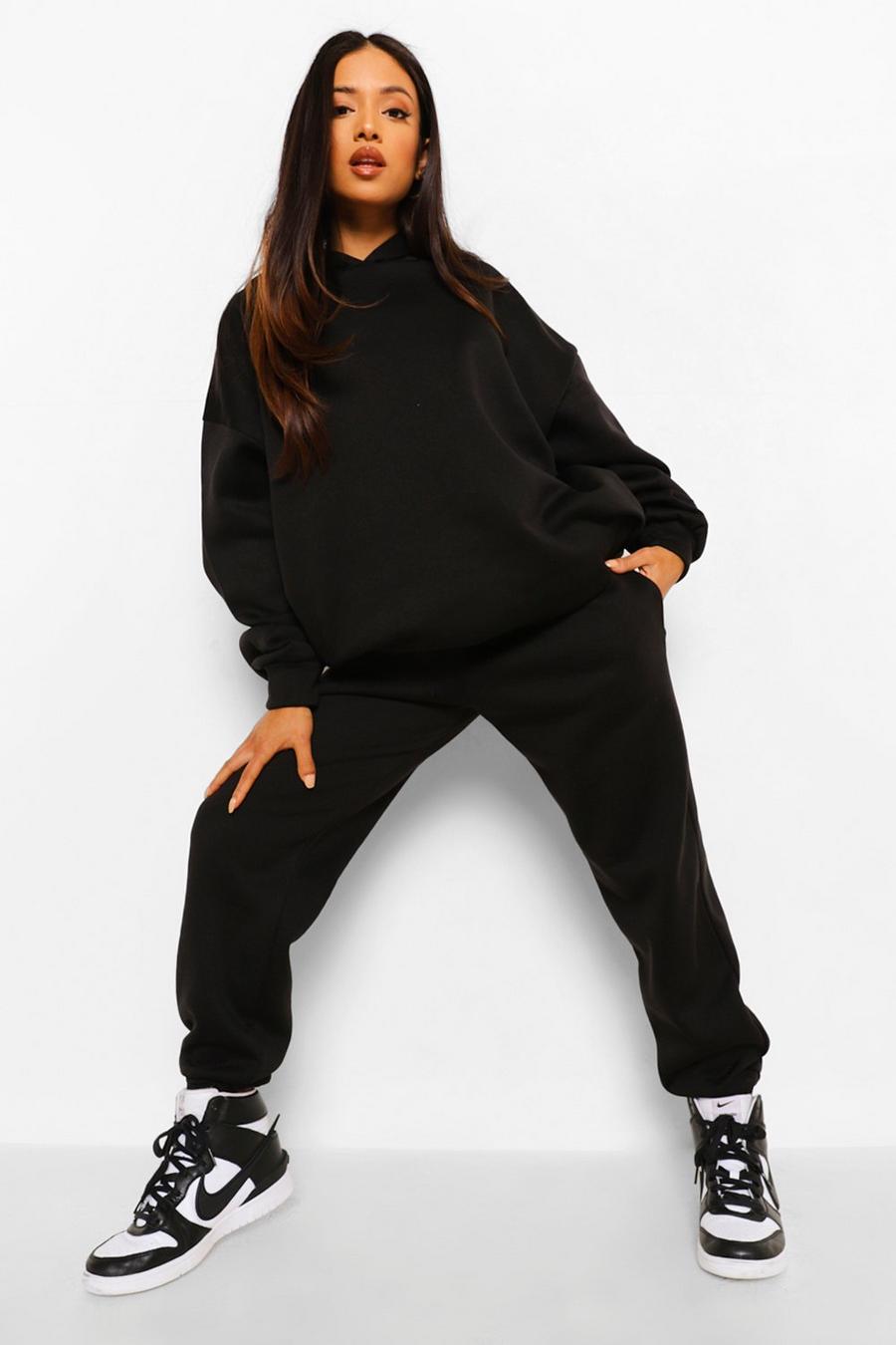 Black Petite Basic Hoody And Jogger Tracksuit image number 1
