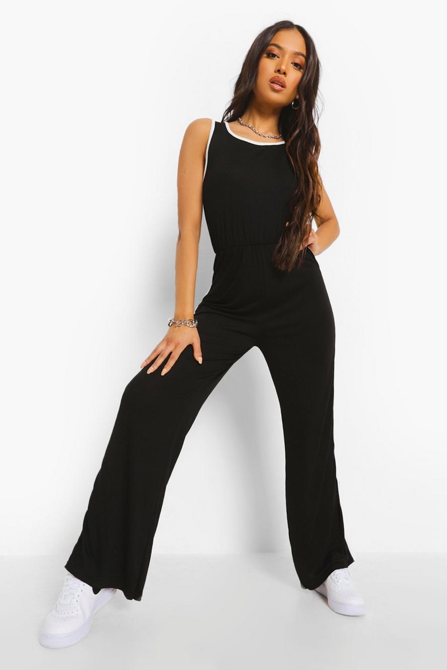 Black Petite - Jumpsuit med ränder och slitsar image number 1