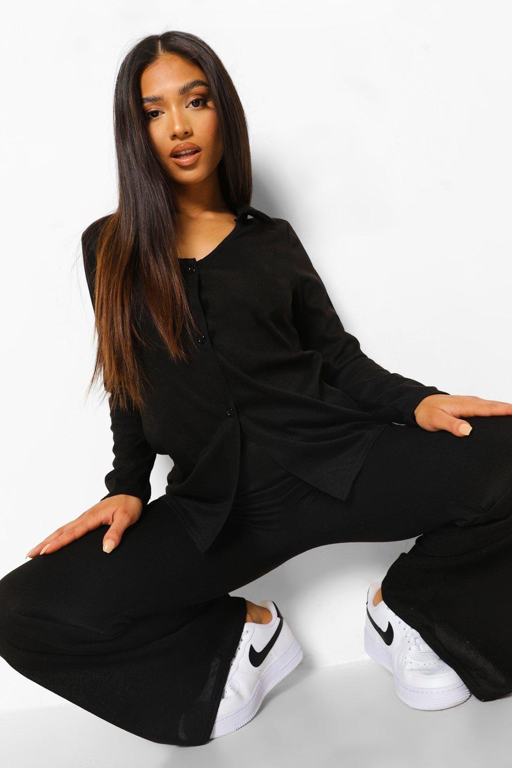 Petite Soft Knit Button Down Loungewear Set