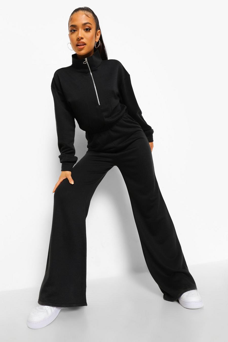 Black Petite - Jumpsuit med sweatshirt och dragkedja image number 1