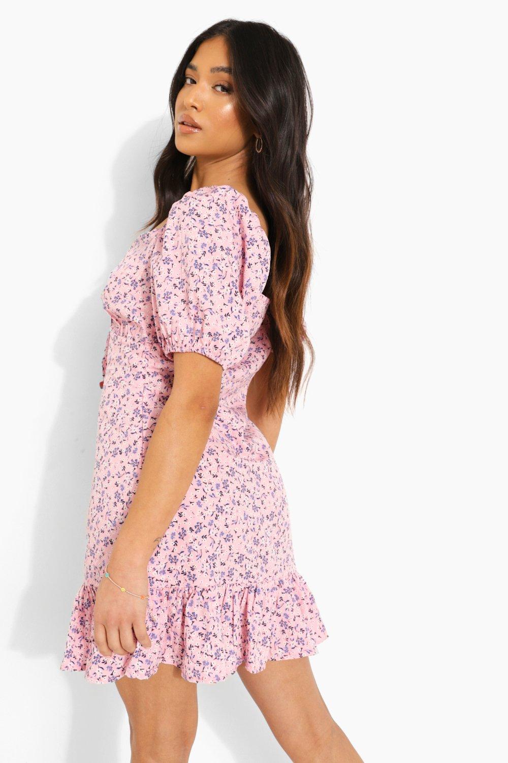 Petite Ditsy Floral Frill Hem Mini Dress