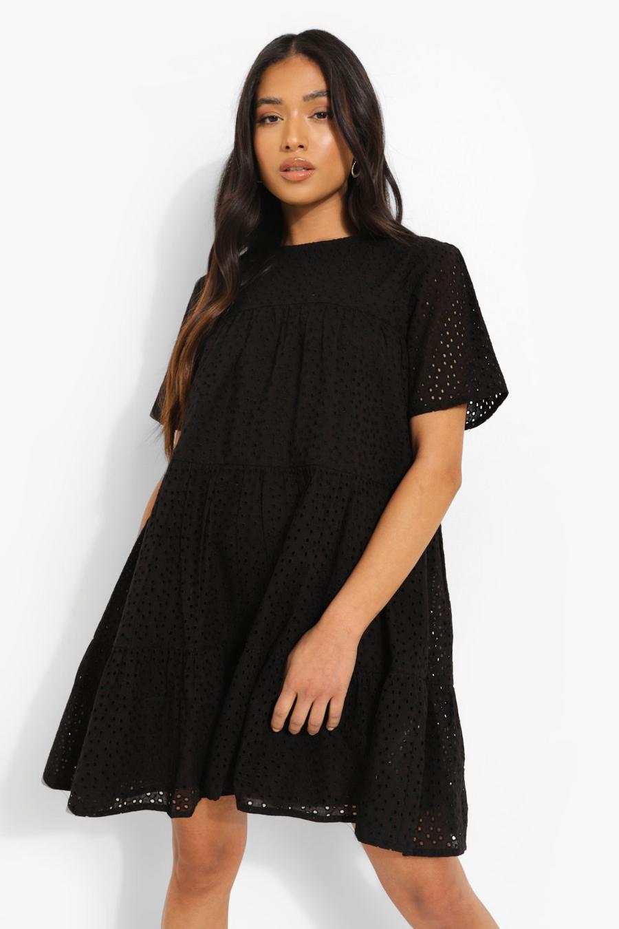 שחור שמלת סמוק ברודרי עם שרוולים קצרים, פטיט image number 1