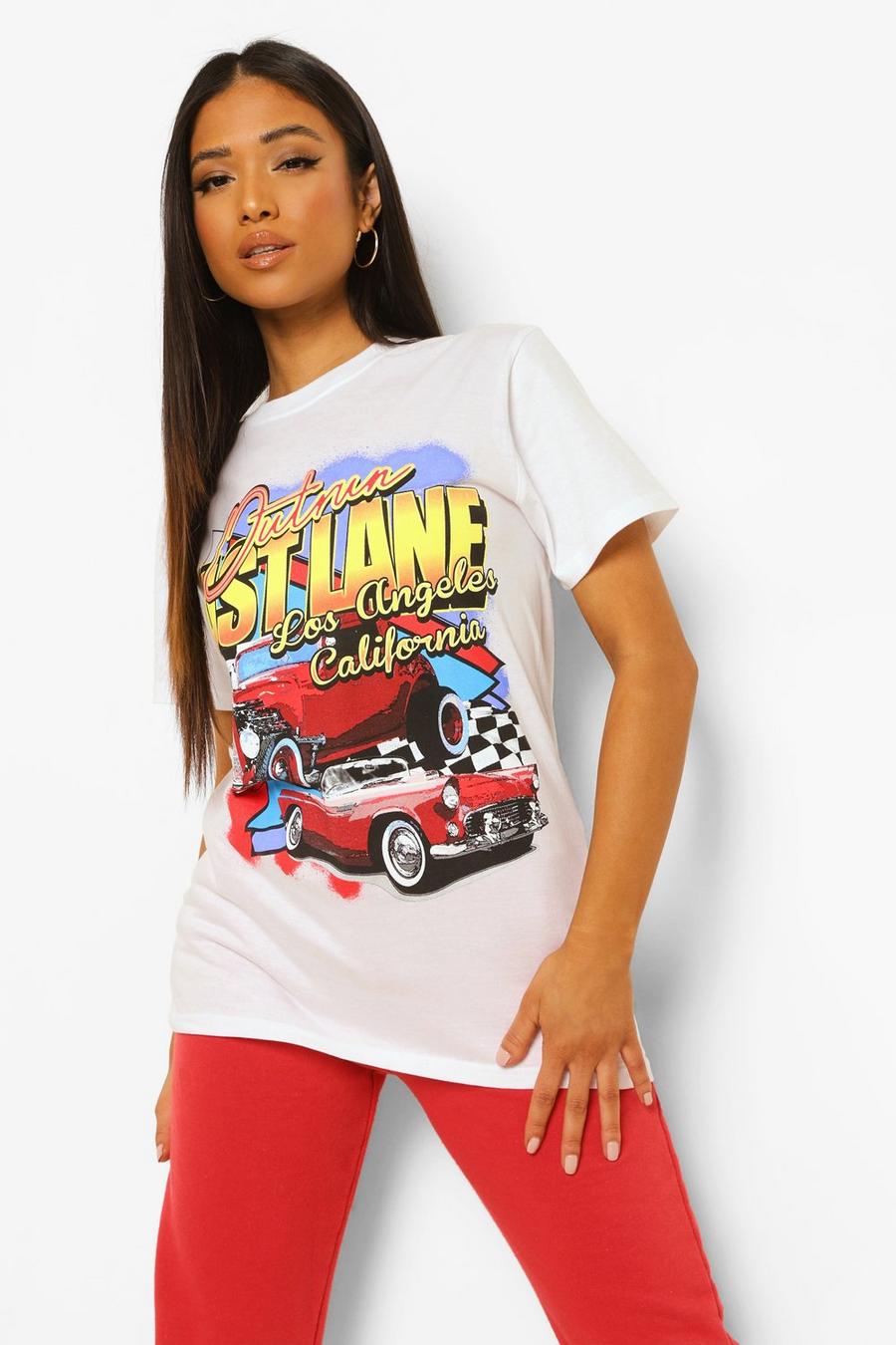 Petite Bedrucktes T-Shirt mit „Los Angeles“-Slogan und Motorsport-Motiv image number 1