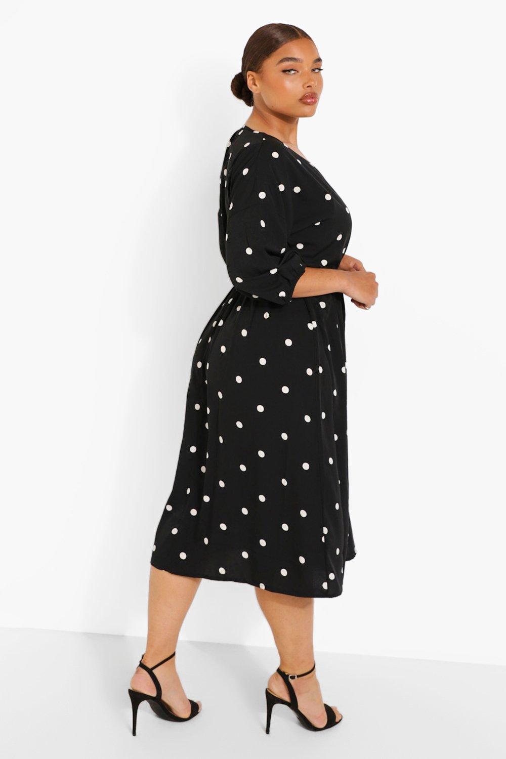 boohoo Polka Dot Wrap Dress - Orange - Size 2