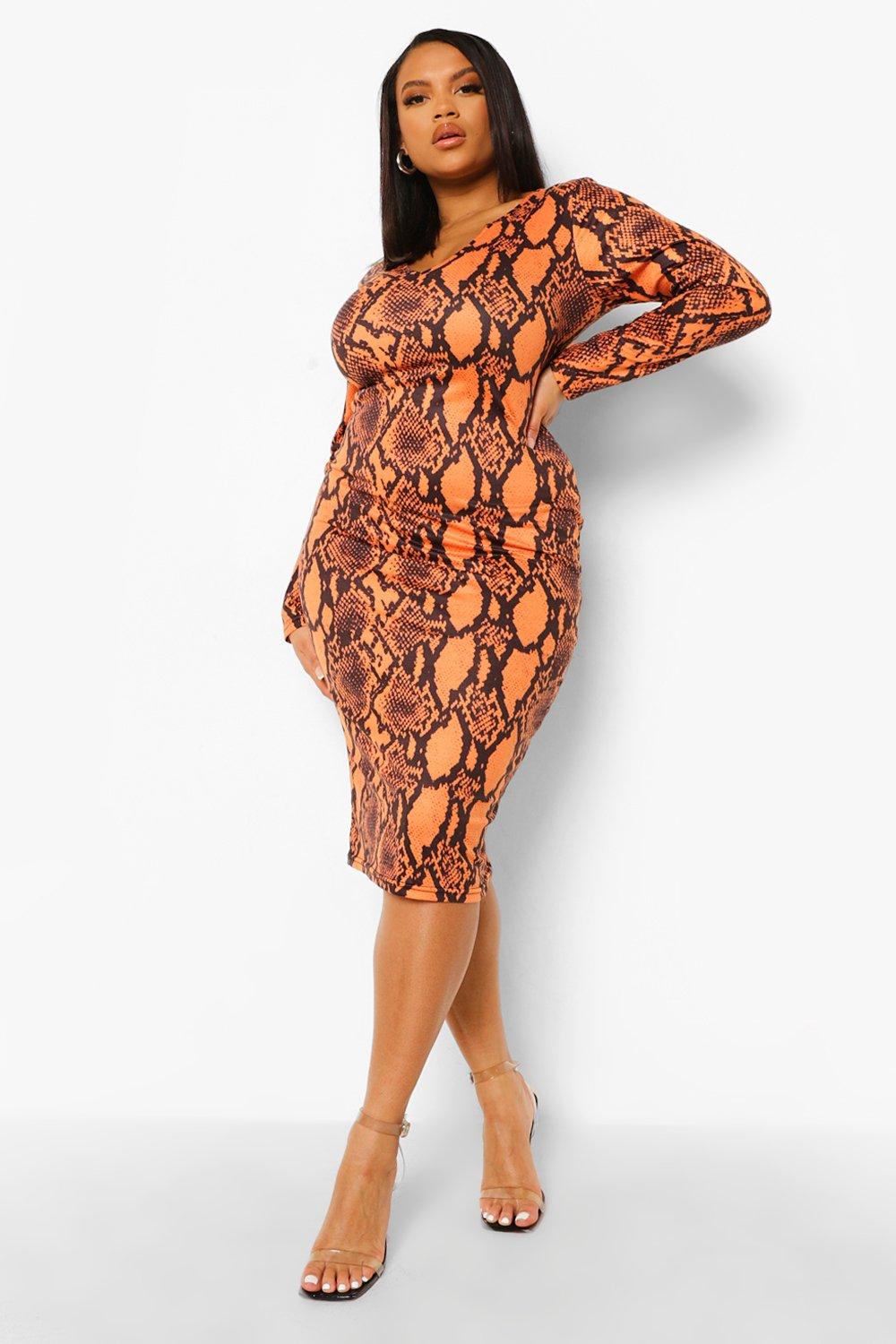 Orange snakeskin store maxi dress