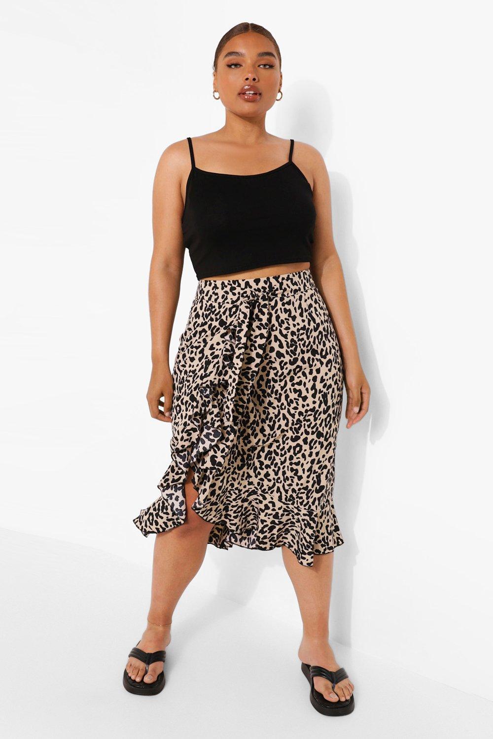 Leopard print outlet wrap frill skirt