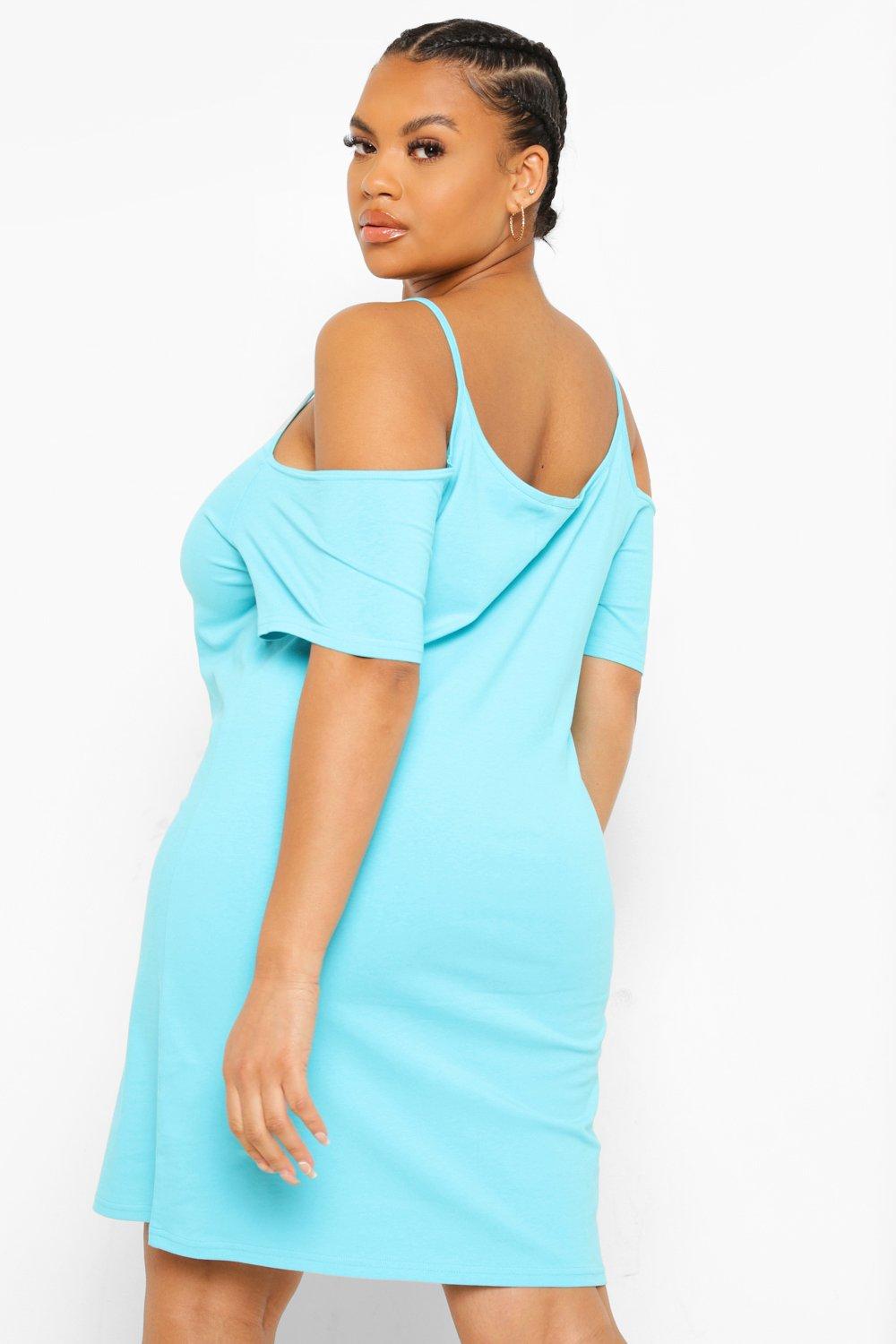 Turquoise cold shoulder clearance dress