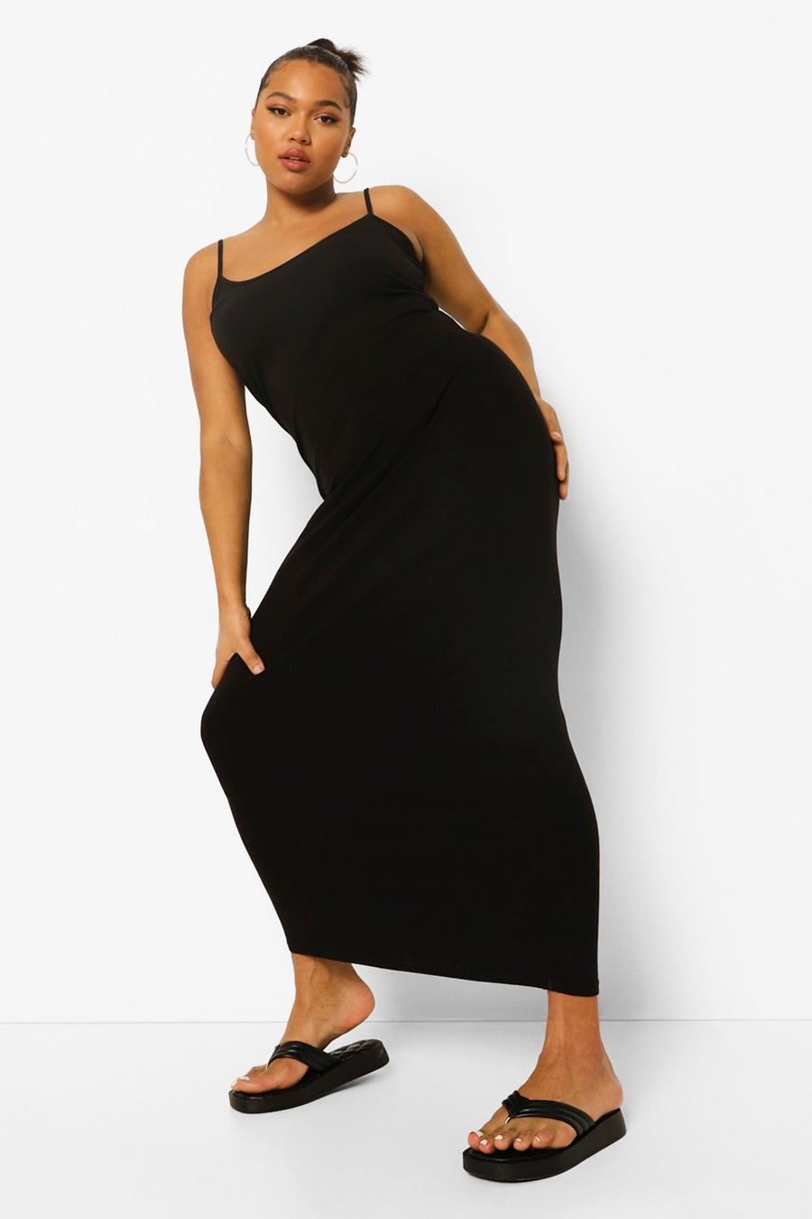 Black Plus Strappy Basic Maxi Dress image number 1