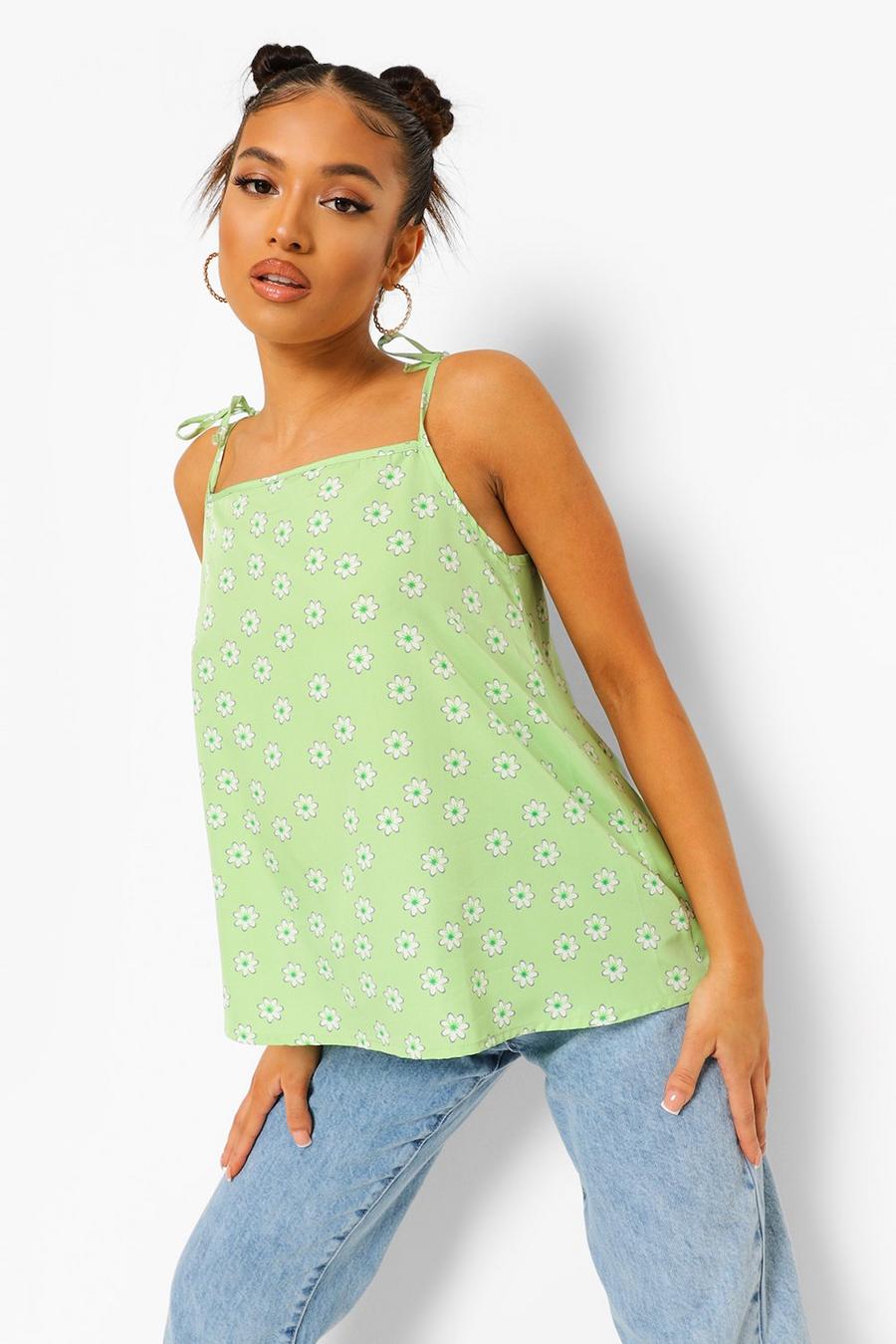 Mint Petite Ditsy Floral Square Neck Cami Top image number 1