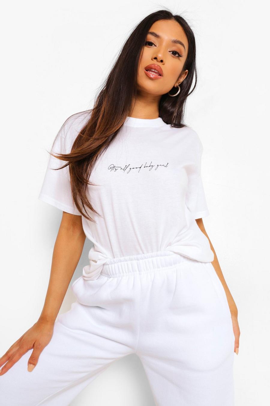 Camiseta con eslogan “It's All Good” Petite , Blanco image number 1