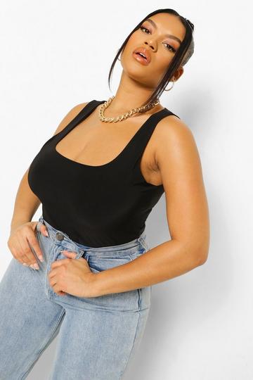 Plus Strakke Bodysuit Met Bandjes black