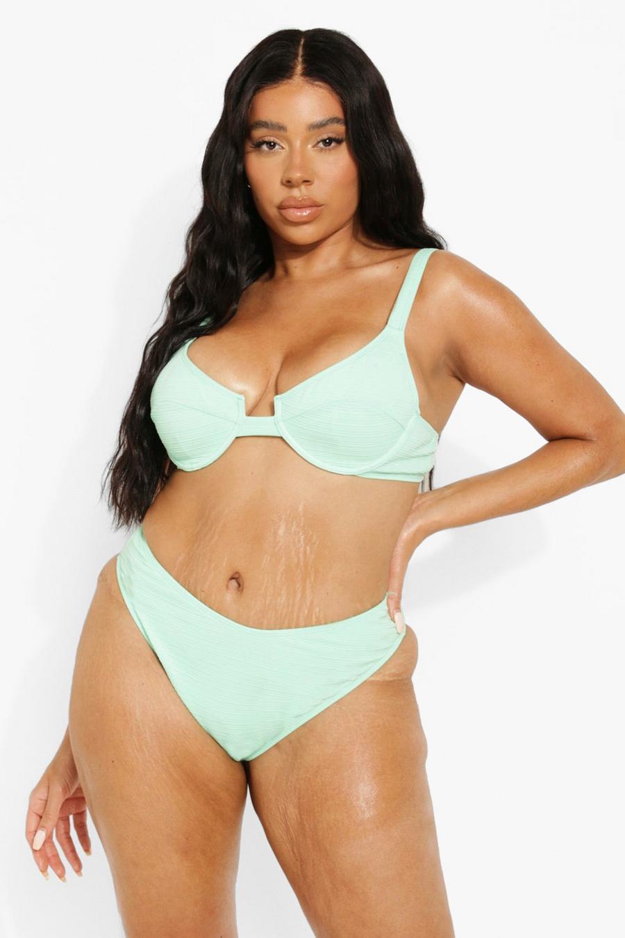 Mint Plus Ribbed Underwired Balconette Bikini Top image number 1