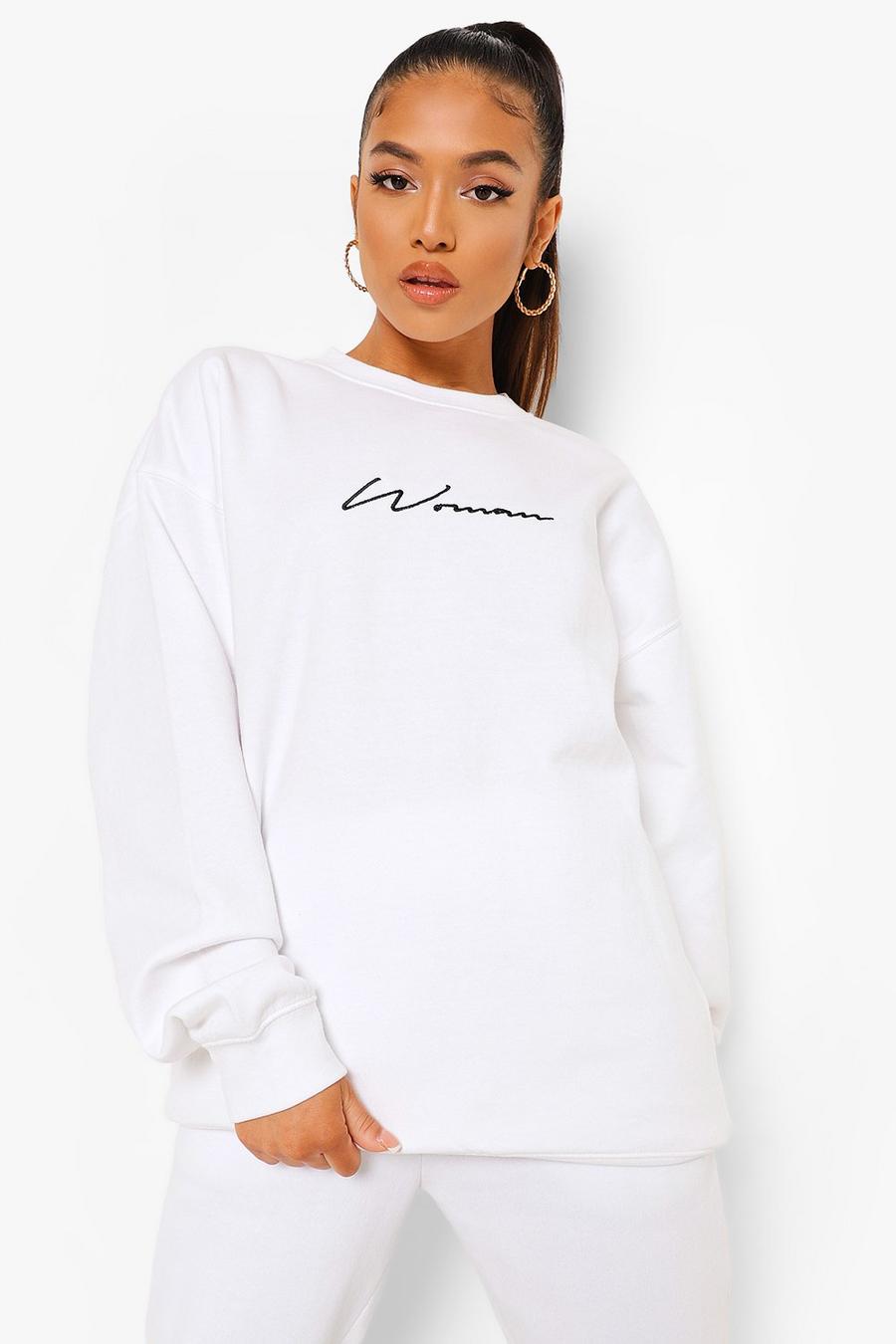 White Petite - Woman Oversize sweatshirt med brodyr image number 1