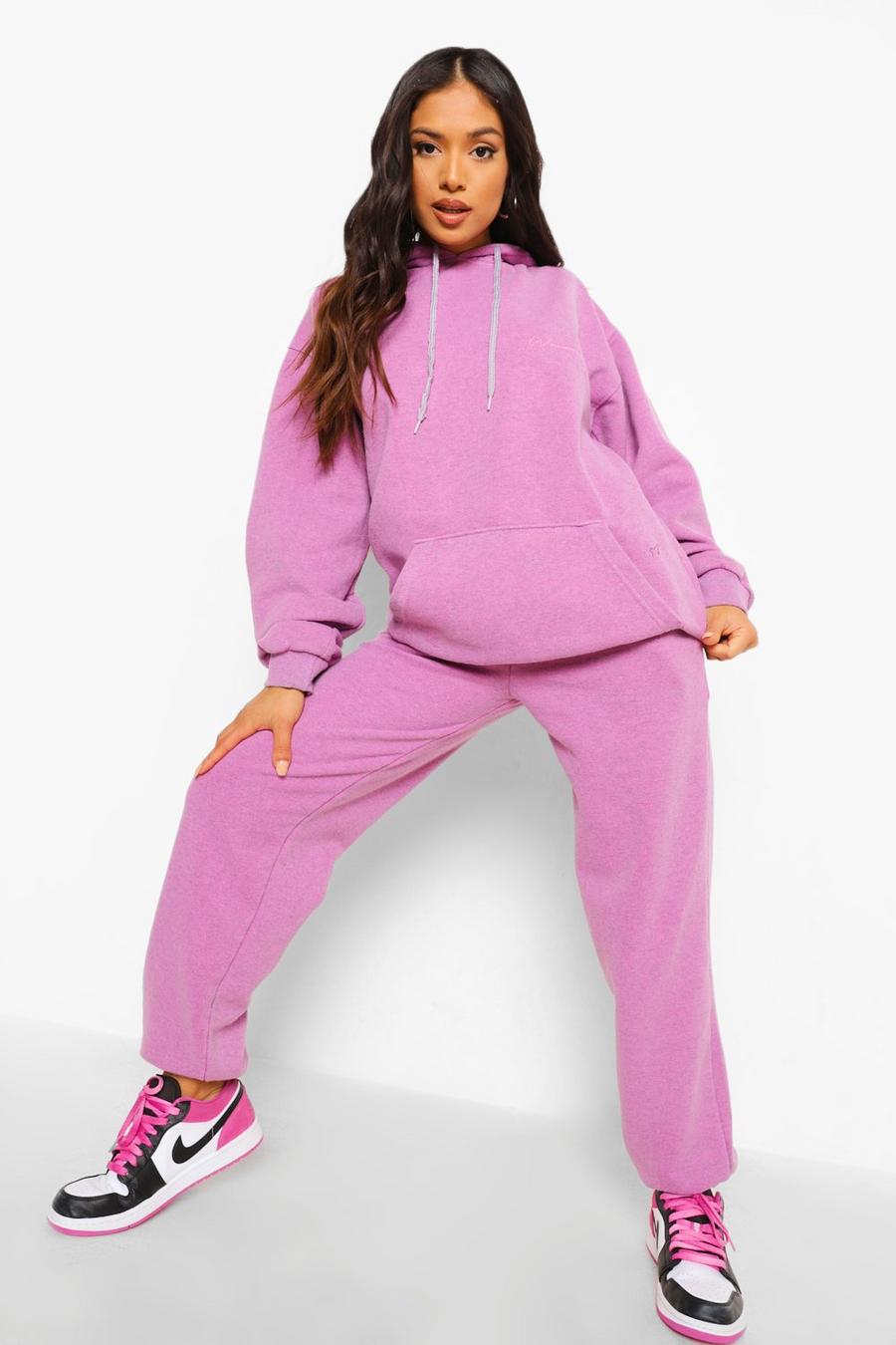 Pink Petite Woman Overdyed Marl Tracksuit image number 1