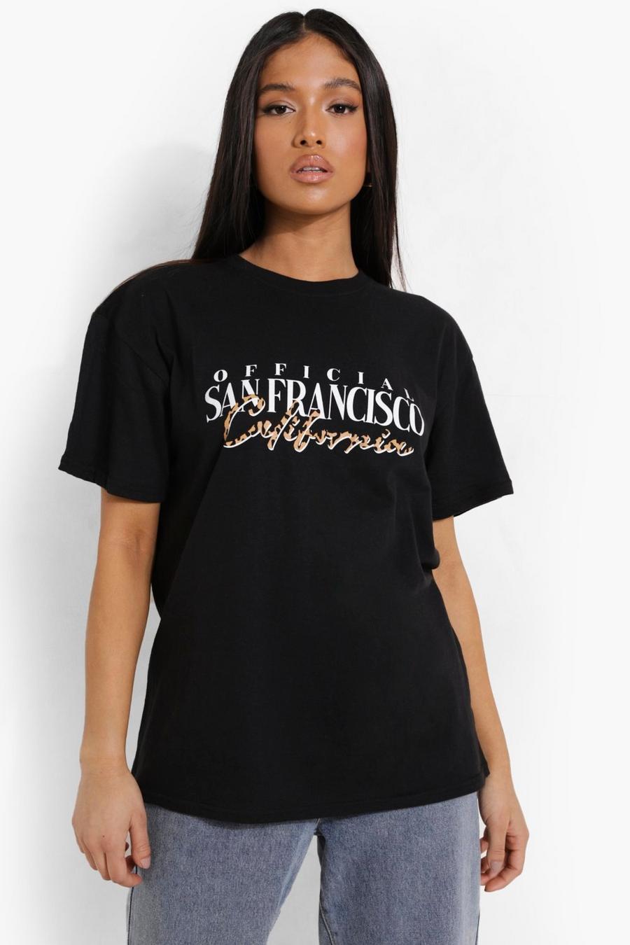 Camiseta con estampado de leopardo y eslogan California Petite , Negro image number 1