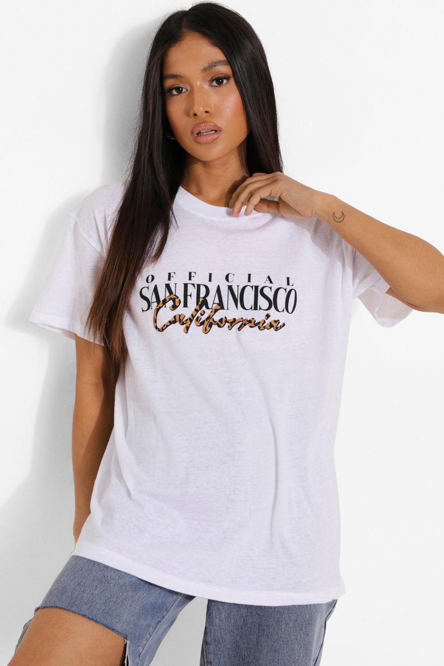 PETITE T-Shirt mit California-Slogan und Leopardenmuster , Weiß image number 1