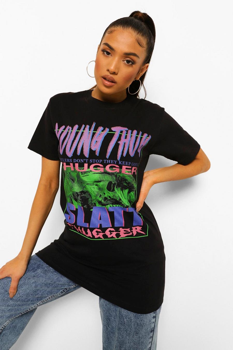 Black Petite - Young Thug T-shirt med tryck image number 1