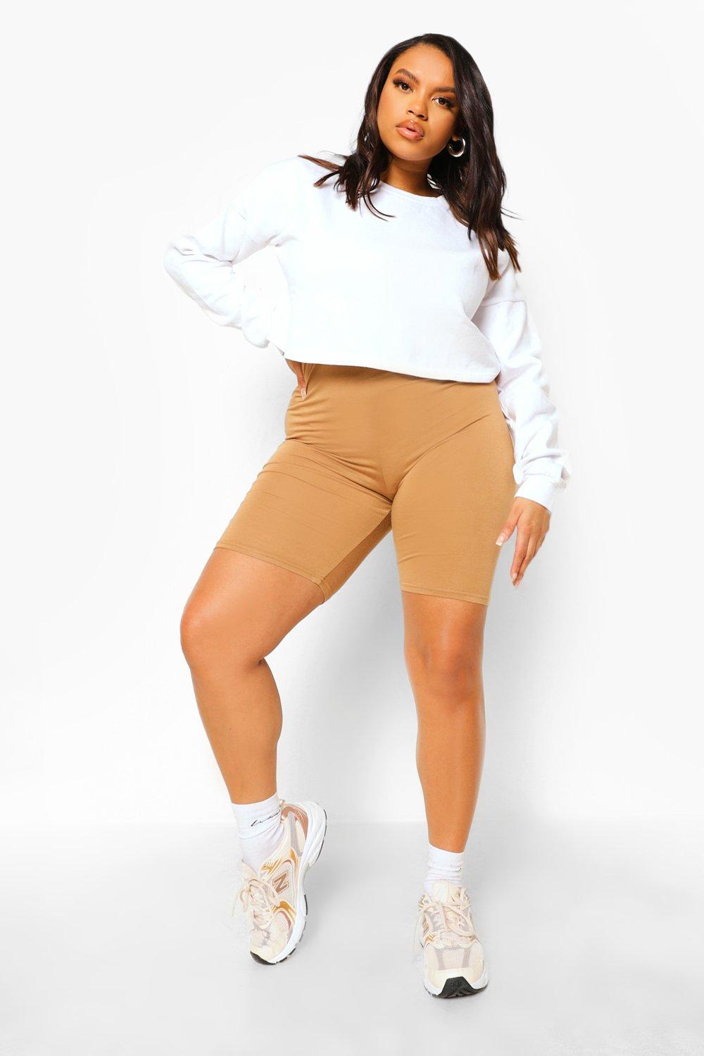 Plus Honeycomb High Waisted Biker Shorts