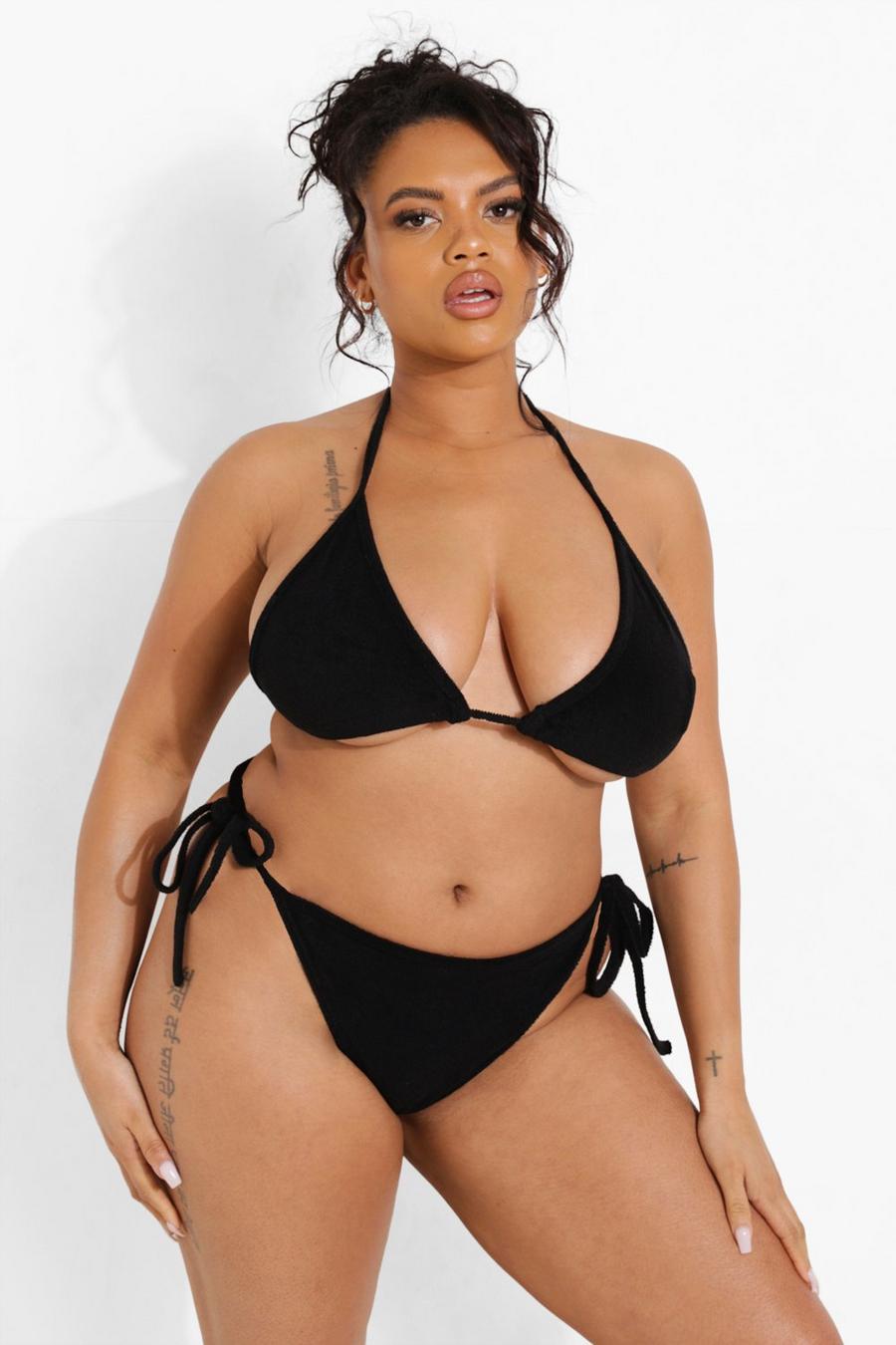 Triangolo bikini Plus Size in spugna, Black image number 1