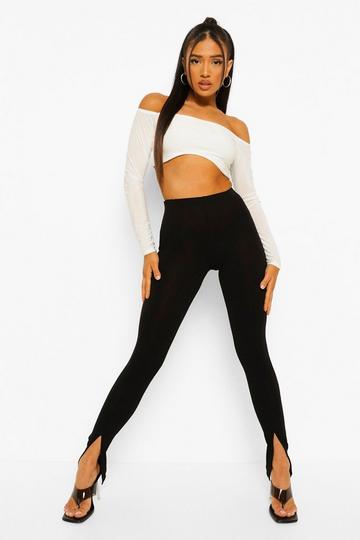 Petite Basic Leggings Met Voorsplit black