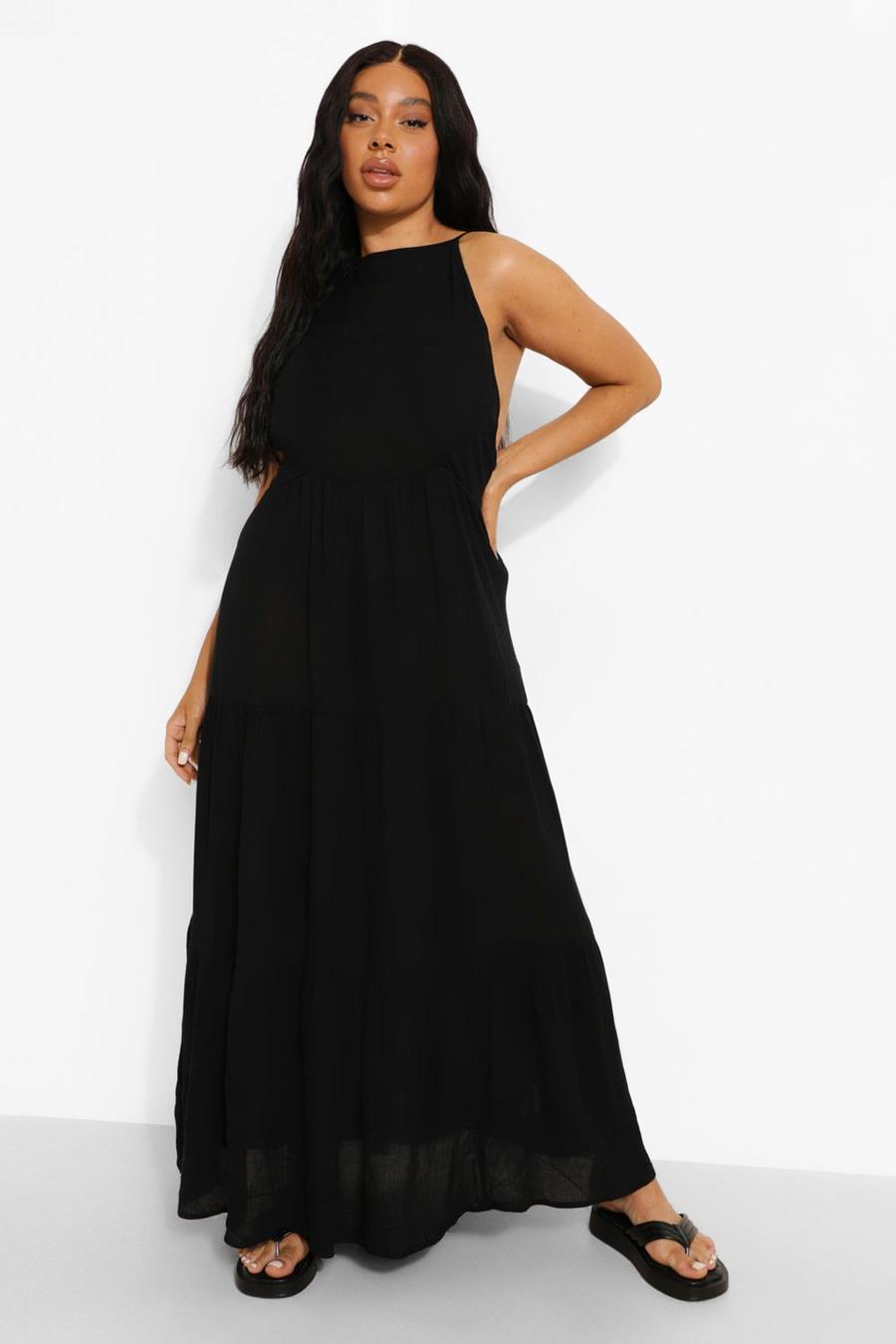 Black Plus Cheesecloth Tiered Maxi Dress image number 1