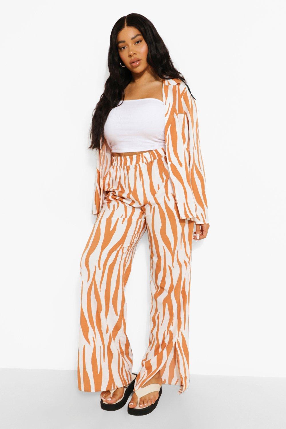 Plus Woven Zebra Split Leg Co Ord