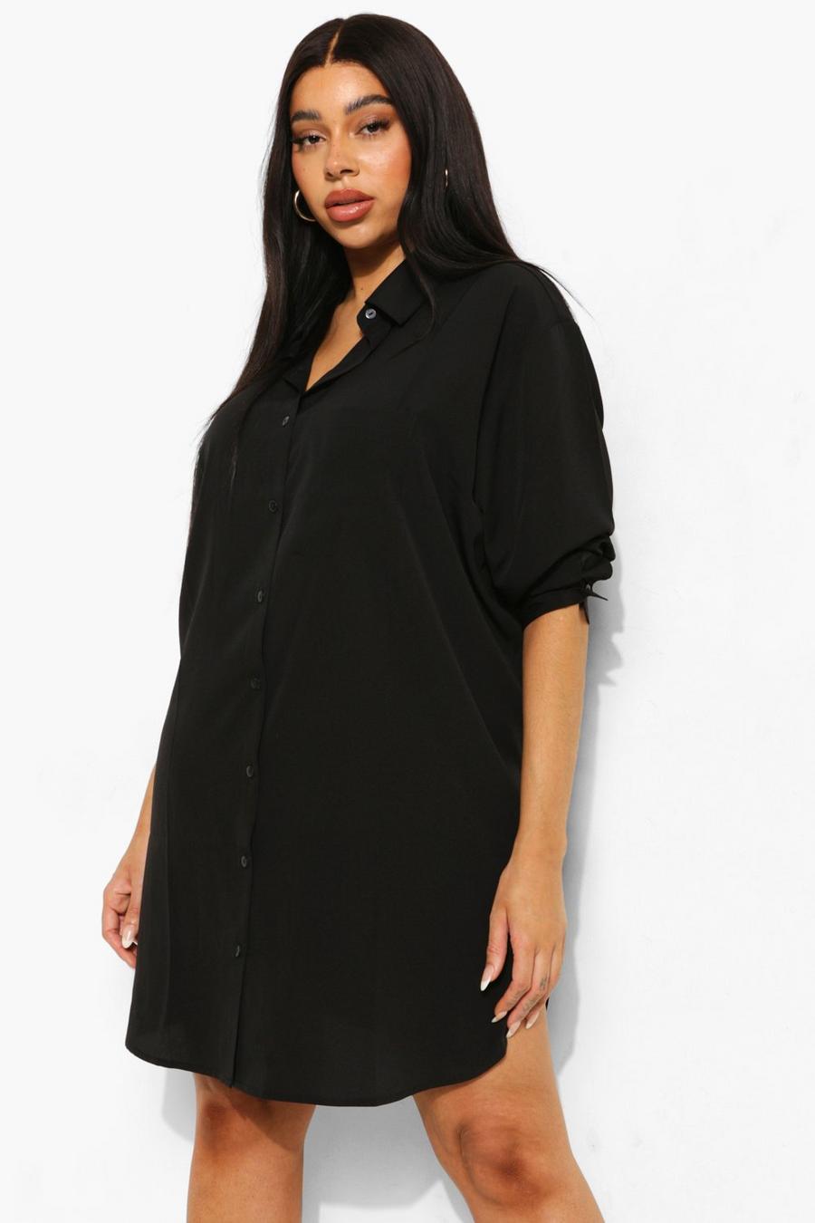 Black Plus Woven Shirt Dress image number 1